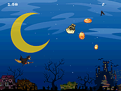 Pumpkins Shooting Witch